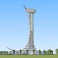 Modern Spiral Tower Design With Unique Curved Structure And Green Surroundings