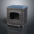 Classic Metal Freestanding Fireplace With Square Top Textured Surface Front Opening And Four Legs