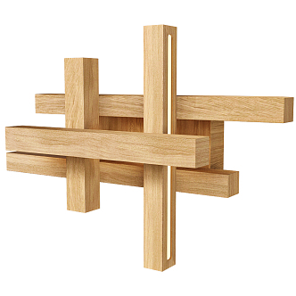 modern wall lamp wood strip cross wall lamp 3d model