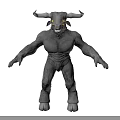 Minotaur Like Creature Character With Gray Skin Horns And Muscular Build