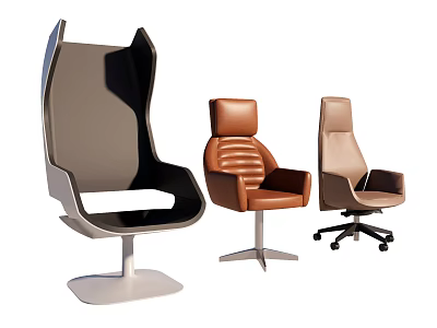 Ergonomic Office Chair with Leather Upholstery Swivel Base and Modern Design Features 3d model