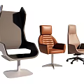 Ergonomic Office Chair with Leather Upholstery Swivel Base and Modern Design Features