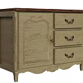 Vintage Light Wood Dresser With Carved Details Cabinet Door And Metal Handles