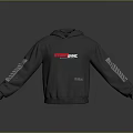 Hooded Dark Gray Hoodie With Front AWMC THE CHAMPION Print And Striped Sleeves Casual Style