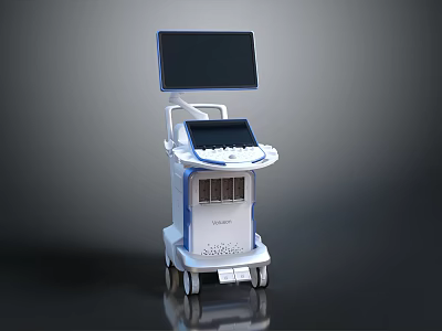 Modern Mobile Medical Diagnostic Device Cart With Dual Screens And Advanced Design 3d model