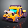 Yellow And Purple Cartoon Truck With Roof Rack And Blue Windshield
