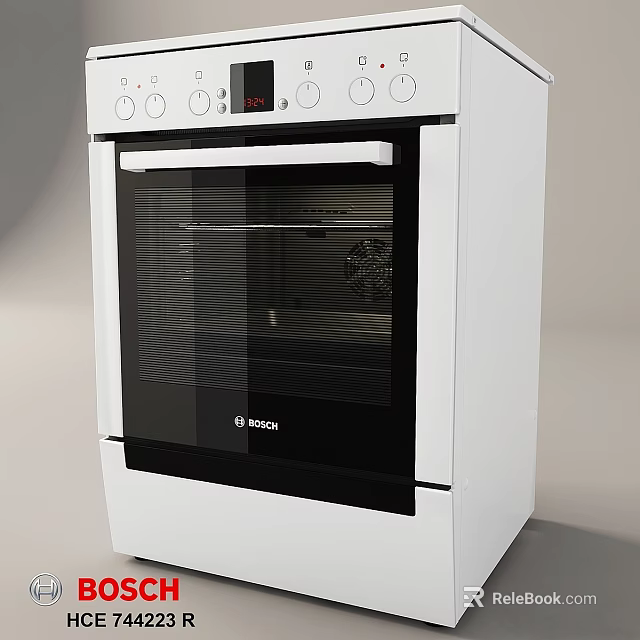 Bosch White Oven With Digital Control Panel And Glass Door For Kitchen Use 3d model 