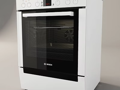 Bosch White Oven With Digital Control Panel And Glass Door For Kitchen Use 3d model
