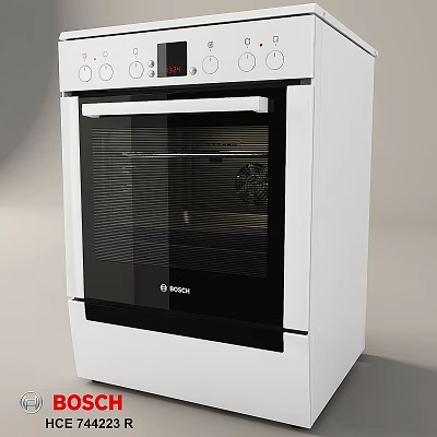 Bosch White Oven With Digital Control Panel And Glass Door For Kitchen Use 3d model