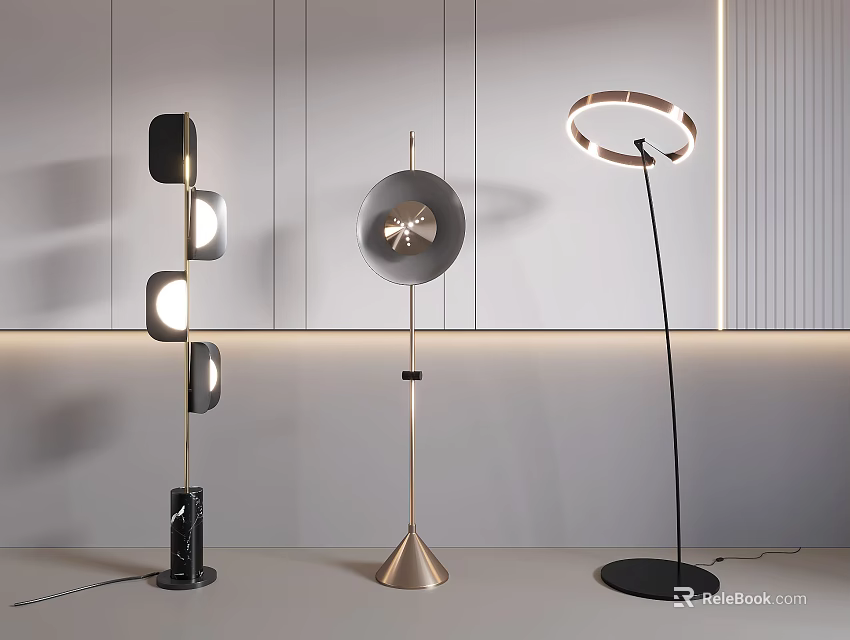 Modern Stylish Floor Lamps With Unique Designs For Contemporary Interior Lighting 3d model 