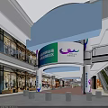 Coastal City Square Characteristic Commercial Street With Modern Architecture Shops And Open Corridors