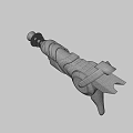 Sci Fi Weapon With Metallic Structure Red Straps And Circular Barrel Components