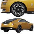 Luxury Golden Black Rolls Royce Car Front And Rear Views