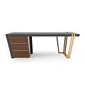 Modern Luxury Dining Table With Gold Metal Legs And Elegant Walnut Side Storage Cabinet