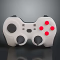 White PC Gaming Controller With Black Accents Red Buttons Ergonomic Design For Computer Games 3d model