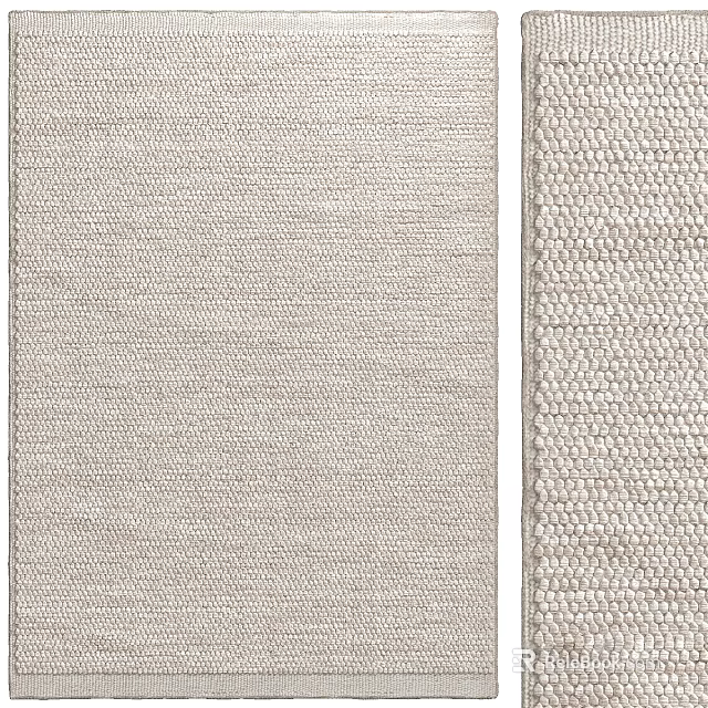 Natural Woven Square Rug With Neutral Tone Texture For Living Room Decor 3d model 