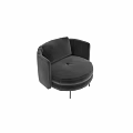 Modern Gray Velvet Accent Chair With Round Seat Armrests And Metal Legs