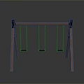 Wooden Swing Structure Design With Three Seats And Hanging Chains