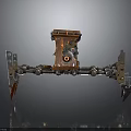 Mechanical Creature With Wooden Body Red Core And Metallic Legs Structure