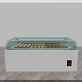 White Display Showcase with Glass Door Lighting and Assorted Pastries for Retail Store