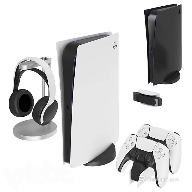 PlayStation Entertainment Electronics with Wireless Headset Game Controller and Console Accessories 3d model