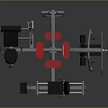 Multi Functional Home Gym Fitness Equipment With Red White Design And Adjustable Seats