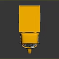 Yellow Three Wheeled Cargo Truck With Open Bed And Cabin On Dark Background With Reflection
