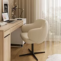 Modern Study Room With Wooden Desk Laptop Table Lamp And Comfortable Chair