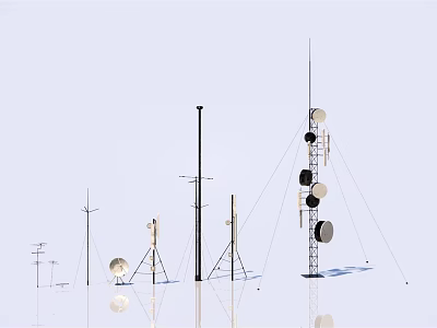 Industrial Communication Equipment Including Antennas And Satellite Dishes For Signal Transmission 3d model