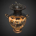 Antique Style Black And Gold Decorative Vase With Mythological Patterns For Home Furniture