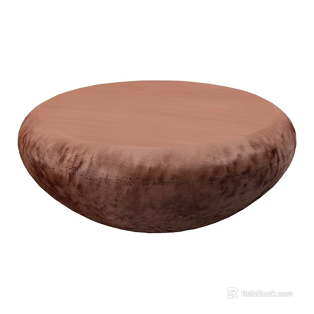 Round Brown Coffee Table With Soft Plush Surface For Modern Living Room 3d model