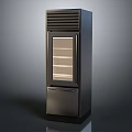 Upright Modern Black Glass Door Refrigerator Freezer With Internal Shelves And Bottom Drawer