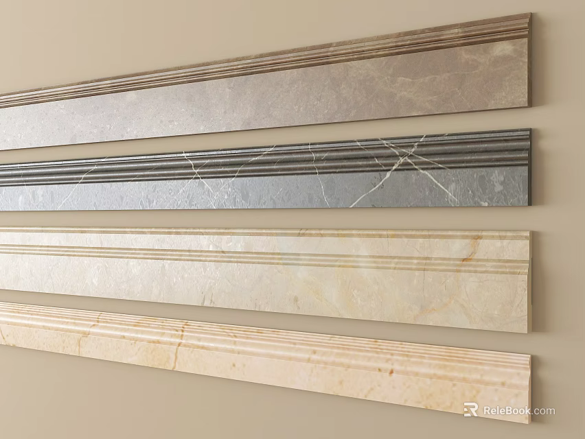 Various Colored Marble Decorative Lines For Interior Wall Trim Design 3d model 