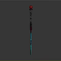 Fantasy Sword With Red Orb Hilt Black Handle And Blue Glowing Blade