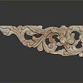 Traditional Wooden Carved Component With Intricate Scroll And Floral Motifs