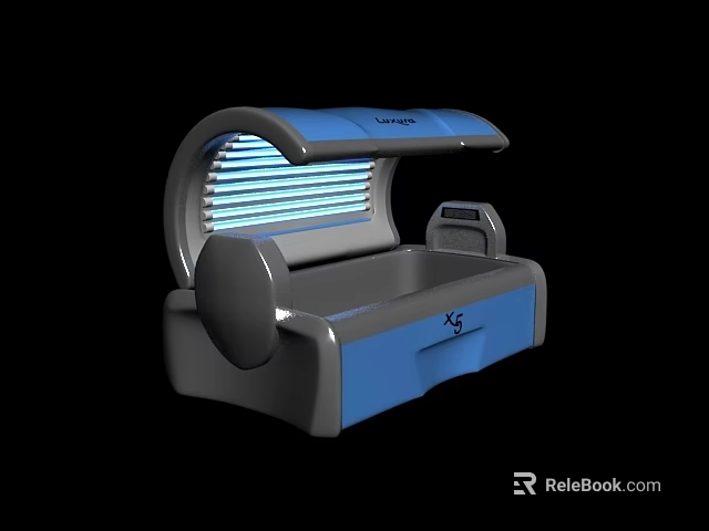 Blue Gray Modern Sunbed Entertainment Appliance With Light Tubes And Control Panel 3d model 