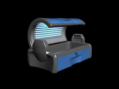 Blue Gray Modern Sunbed Entertainment Appliance With Light Tubes And Control Panel 3d model