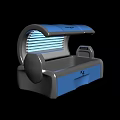 Blue Gray Modern Sunbed Entertainment Appliance With Light Tubes And Control Panel