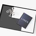 Stylish Decorative Ornament Set Featuring Black Tray Transparent Crystal Piece and Dark Blue Linen Book