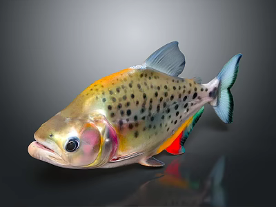 Vibrant Spotted Fish With Colorful Scales And Orange Yellow Green Hues On Gray Background 3d model