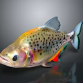 Vibrant Spotted Fish With Colorful Scales And Orange Yellow Green Hues On Gray Background