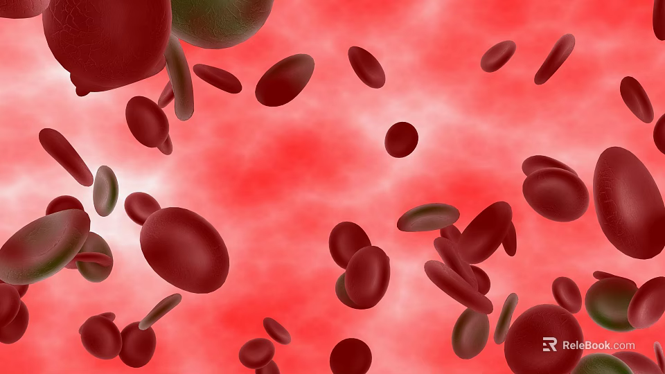 Organ System Visualization With Red Blood Cells Green Cells And Red Background 3d model 