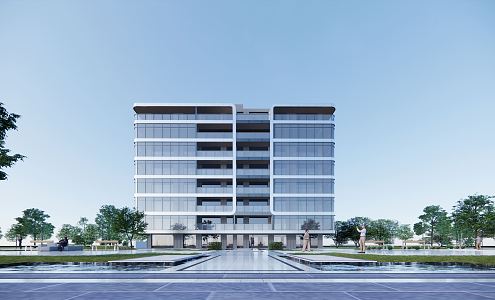 modern office building multi-storey office building 3d model