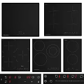 Different Types Of Black Electric Cooktops With Various Heating Zones And Control Panels