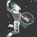 Ancient Traditional Warrior Shield With Feathered Headdress And Flying Fragments In Dynamic Pose