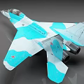 Turquoise And White Modern Fighter Jet Featuring Sleek Aerodynamic Design And Cockpit