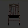 Vintage Dark Brown Wooden Rocking Dining Chair With Armrests And Distressed Finish