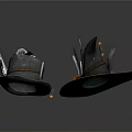 Stylish Blue Wide Brim Hats with Feather Decorations and Brown Straps