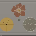 Flower Shaped Yellow Circular Numeric Dial Wall Clocks With Decorative Frame 3d model