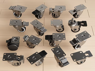Diverse Metal Casters As Practical Hardware Tools For Industrial And Commercial Use 3d model